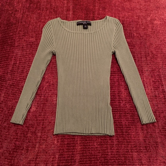 Josephine Chaus Tops - Long Sleeve Green Ribbed Top